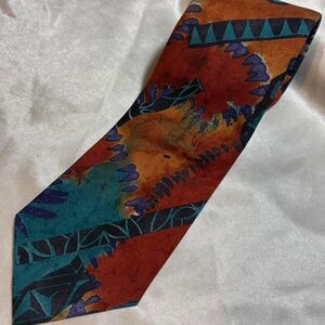 Vintage Italian All Silk Handmade Abstract Tie 90s Art Pattern